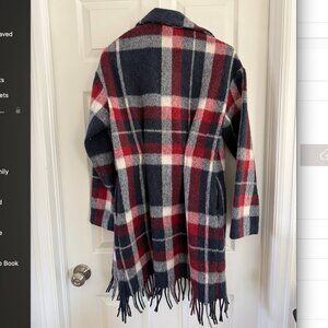 Tahari red/blue wool long coat Size M